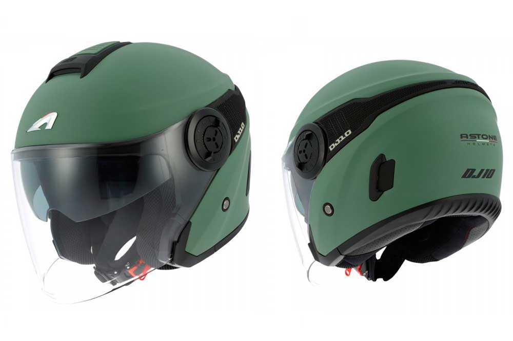 Casco Jet DJ10-2 de Astone modelo BIcolor verde/negro