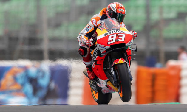 Triplete de pilotos en MotoGP: Márquez, Rins y Viñales. GP de España